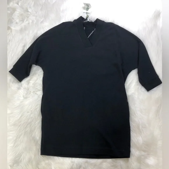 NWT Kenzo Logo V Neck Black Dress Sweatshirt - Picture 6 of 10